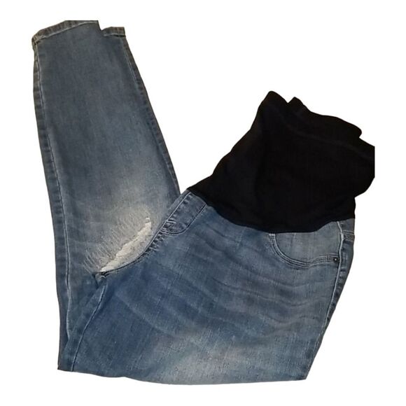 Liz Lange Maternity Jeans With Panel Distressed Size Medium - Picture 6 of 6